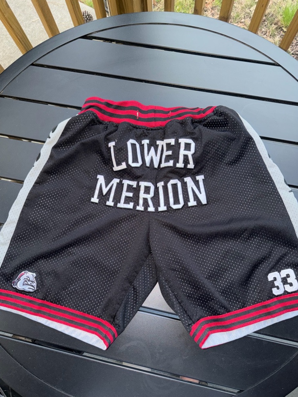 Lower Merion Black Men's Basketball Shorts with Red Trim